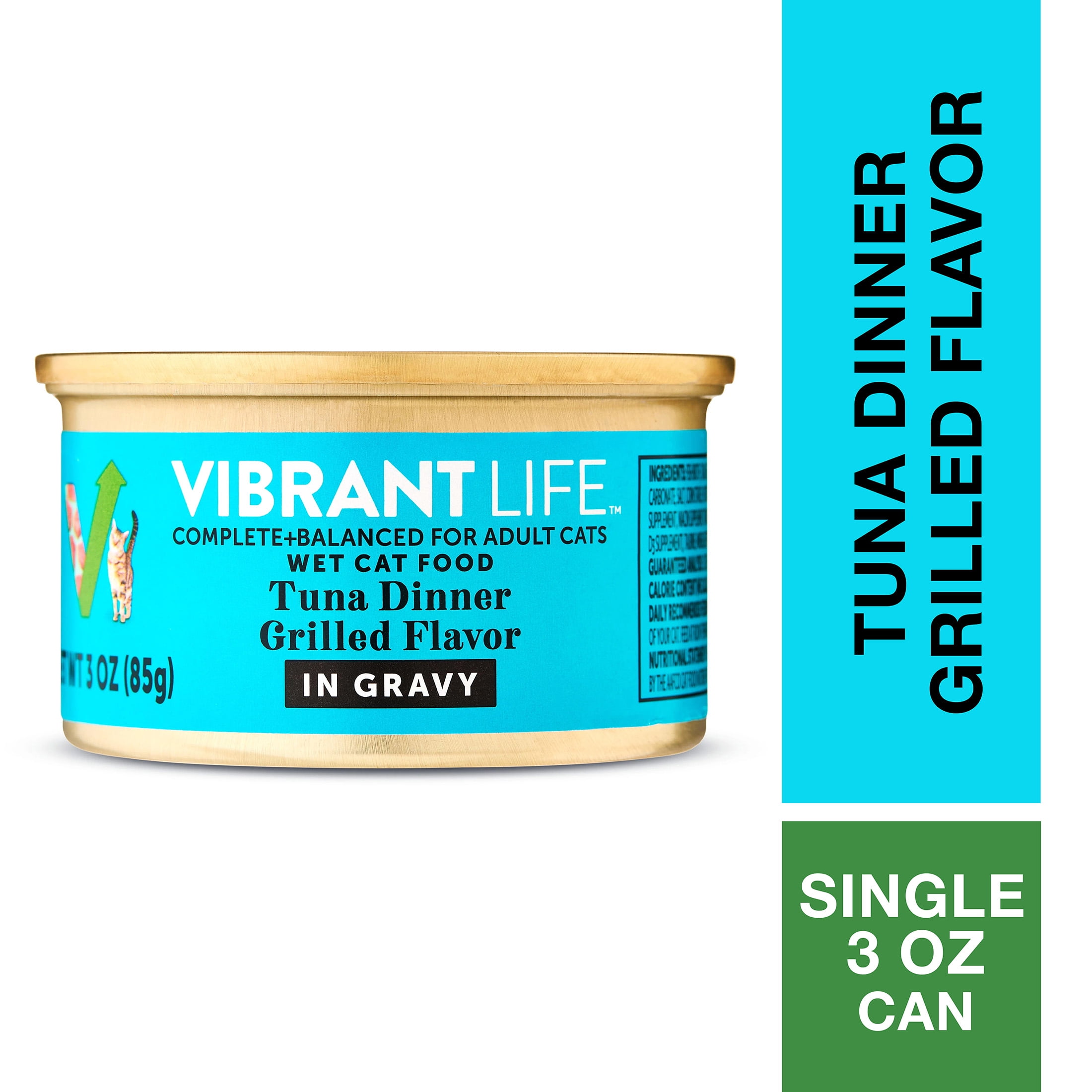 (6 pack) Vibrant Life Tuna Dinner Grilled Cuts in Gravy Wet Cat Food, 3 oz Can