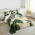 thumbnail image 3 of Manfei Green Monstera Leaf Queen Comforter Set,Tropical Botanical Leaves Bedding Sets,Black Gold Lines Bedding Comforter Set For Adults,Ultra Soft Home Decor Reversible,3pcs, 3 of 8