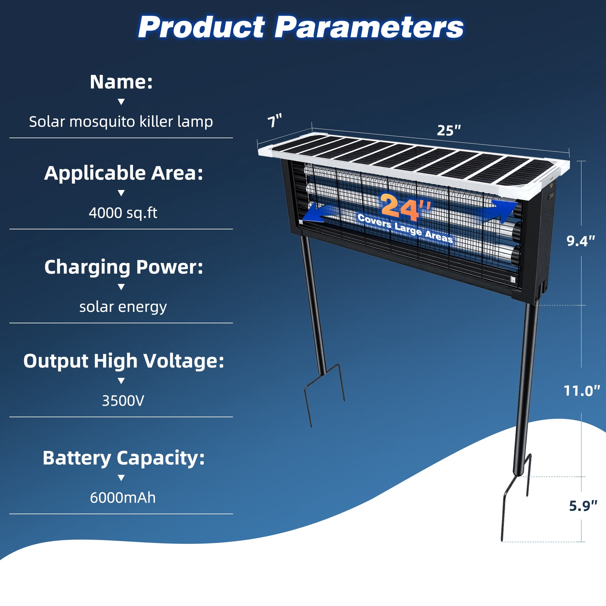 Coospider 4000 Sq Ft Solar Bug Zapper, 18W Rechargeable Waterproof Outdoor Mosquito Killer for Patio Garden Yard Camping