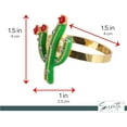 thumbnail image 5 of Servette Home Gold Metal Napkin Rings Set of 10 Green Cactus, 5 of 6