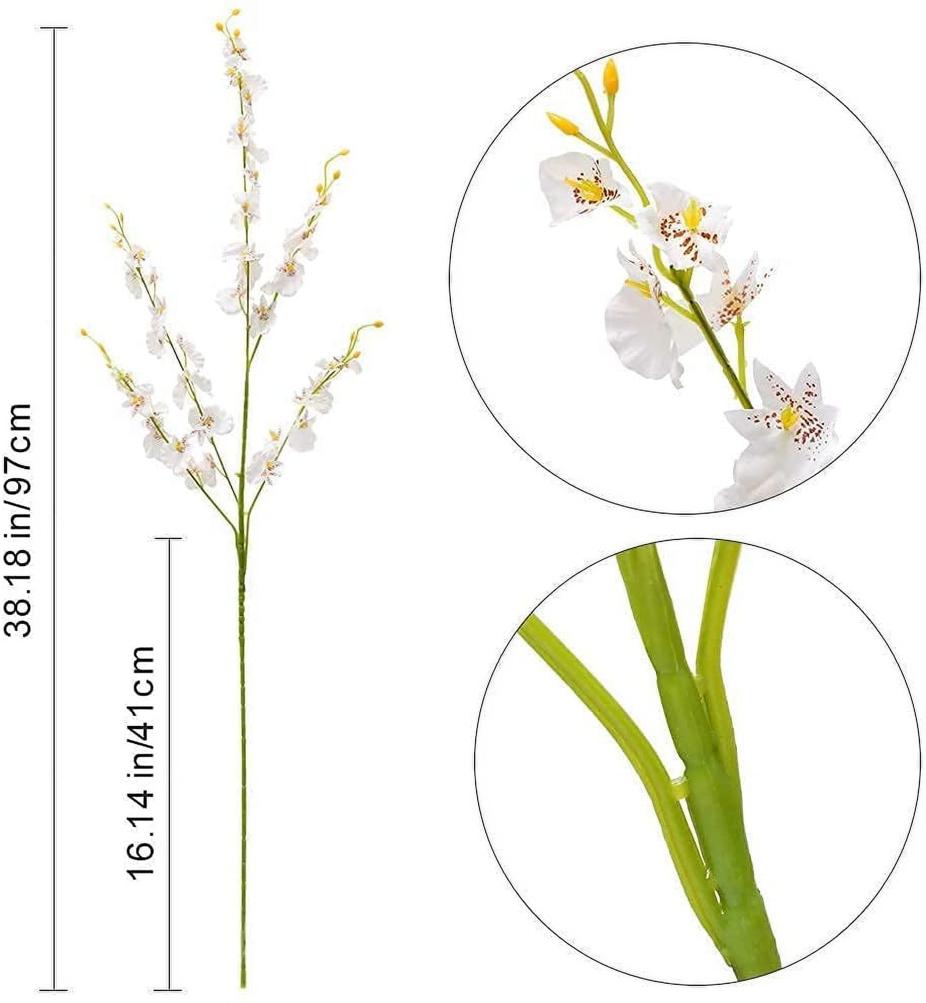 Yellow Artificial Orchids Flowers, Dried Silk Orchids, Fake Orchids Flowers Silk Faux Dancing Orchids Bouquet for DIY Indoor Outdoor Wedding Party Home Kitchen Office Decoration