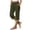 Army Green, variant on Vivianyo HD Women's Summer Solid Line Capri Pants, Elastic Waist Button Detail Hem Pull On Capris for Women with Side Pocket, Women's Dark Blue, Sizes S-5XL