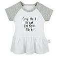 thumbnail image 1 of Give Me A Break I'm New Here Funny Dresses For Baby, Newborn Babies Skirts, Infant Princess Dress, 0-24M Kids Graphic Clothes (Gray Raglan Dresses, 6-12 Months), 1 of 5