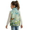 thumbnail image 2 of Xixirimido Butterfly Vibrant Floral Pattern Kids Zip-up Vest for Girls Boys Sleeveless Fleece Vest with Pockets Stand Collar Jacket Kids Fall Winter Outwear for 3T, 2 of 7