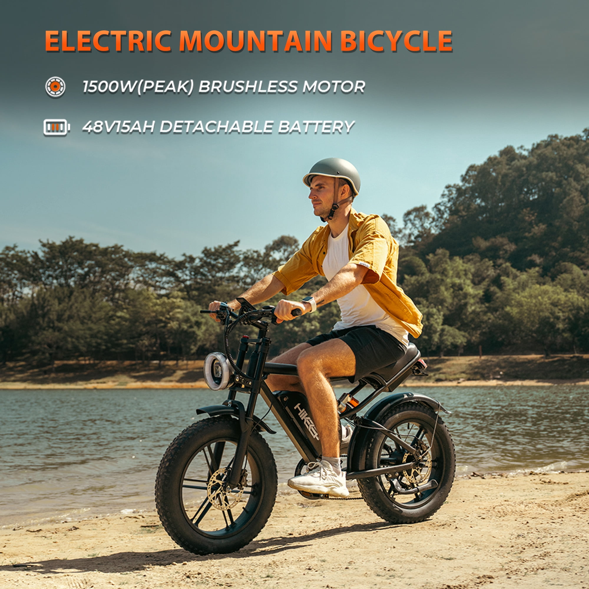 HiKeep 1500W Peak Electric Bike for Adults, 20"x4.0" Fat Tire E-Bike, 48V 15.6Ah Battery, 32MPH, Shimano 7-Speed, E-Mountain Bicycle UL2849