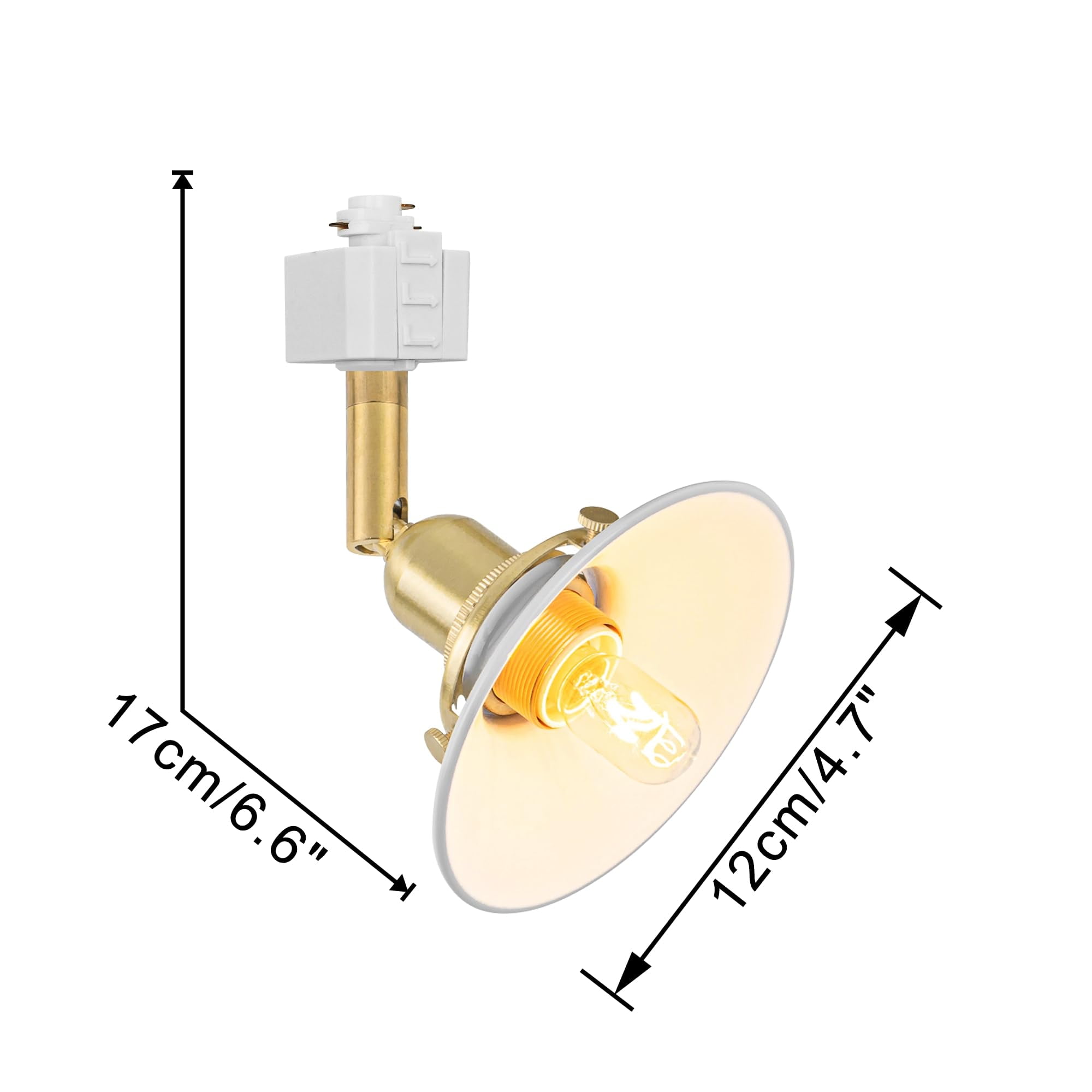KAYYELAMP 3Pcs Halo System E12 Mini Brass Base White Shade Adjustable Titl Angle Track Lighting Modern Design for Farmhouse Kitchen Sink Loft Home(No Bulb, Track)