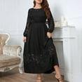 thumbnail image 3 of LSLJS Robe à Manches Longues en Dentelle Couleur Unie Printemps/été pour Femmes, Robe Grande Taille, 3 of 4