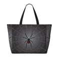 thumbnail image 2 of KLL Black Spider On Web Print Large Beach Tote Bag Women Waterproof Sandproof Zipper Beach Tote Bag for Pool Gym Grocery Travel with Wet Pocket, 2 of 7