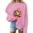 thumbnail image 3 of Kilaqueen Pumpkin Halloween Sweatshirts for Women Casual Fashion Oversized Hoodie Graphic Printed Crewneck Sweatshirts Warm Fall Pullover Blouses, 3 of 5