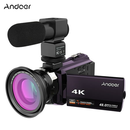 Andoer 4K 1080P 48MP WiFi Digital Video Camera Camcorder Recorder with 0.39X Wide Angle Macro (Best Small Camcorder For The Money)