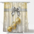 thumbnail image 3 of Merry Christmas Shower Curtain Yellow Xmas Balls Snowflake Winter Snow Happy New Year Festival Decor Fabric Bathroom Curtain with Hook, 3 of 4