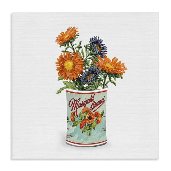 Stupell Industries Shabby Chic Nostalgic Marigold Tin Bouquet Canvas Art, 17 x 17, by Val Rhodes