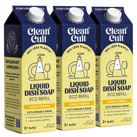 Recambios de jabón líquido para platos Cleancult 960 ml (paquete de 3)