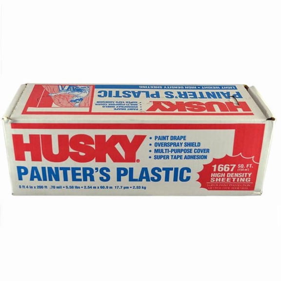 4-Pack of 8’ 4” x 200’ Poly - America 070100H Husky .7-Mil High Density Painter’s Plastic