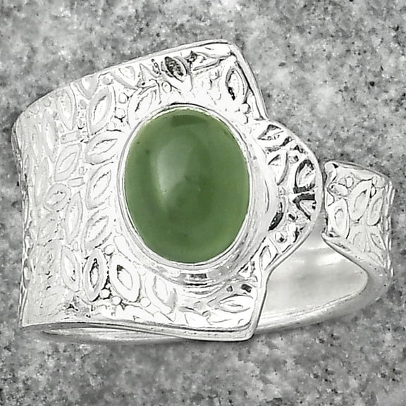 Desiregem Adjustable - Nephrite Jade - Canada 925 Silver Adult Women Ring s.8 Jewelry SDR152382