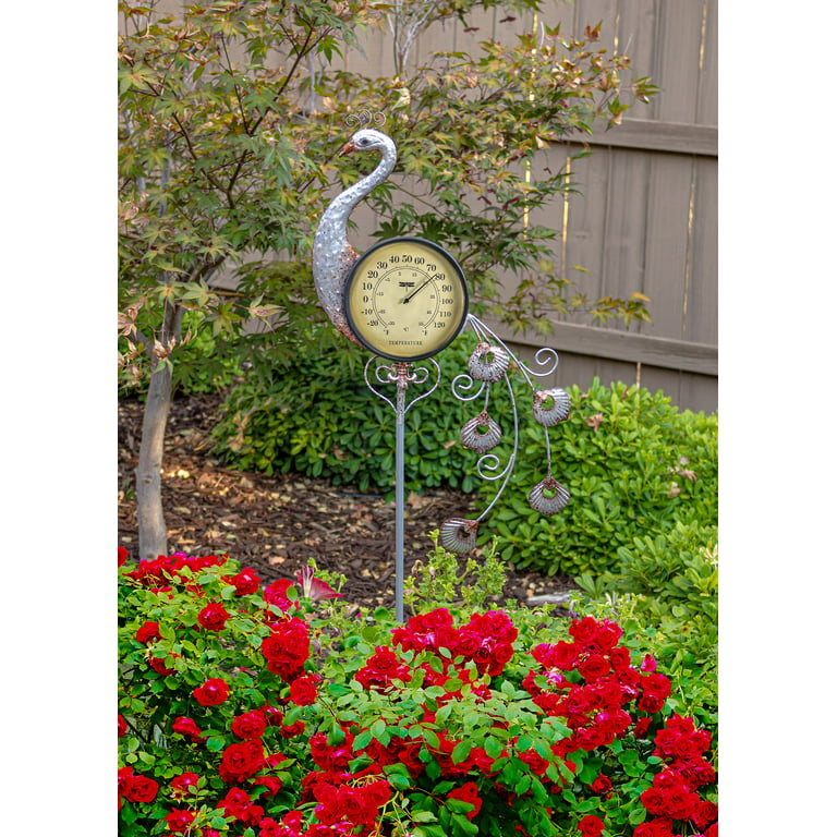 1pc Outdoor Thermometer Metal Sun Garden Stake Outside Thermometer For  Patio, Yard And Garden, 42inch