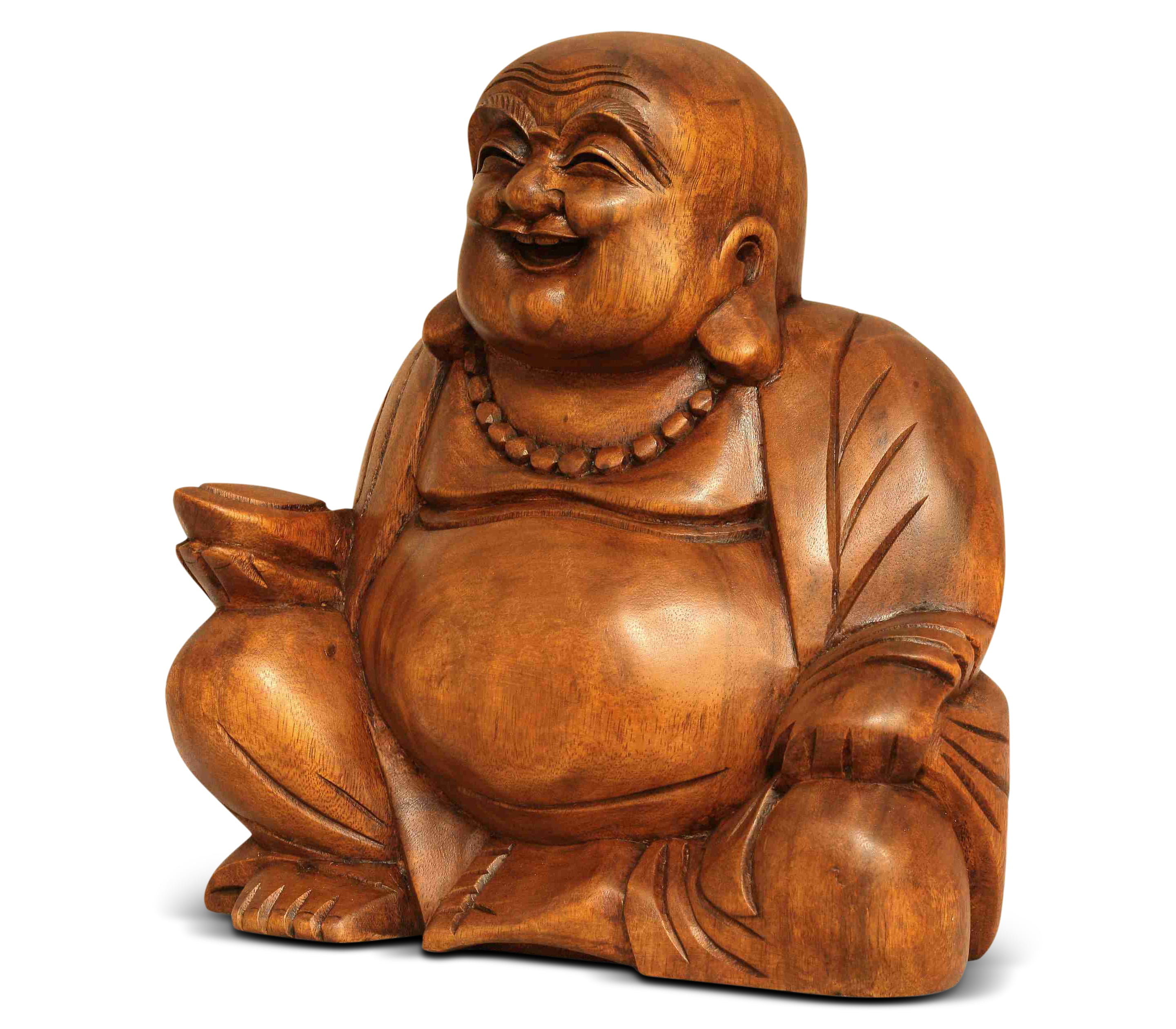 Wood Carved Statue Nature Buddhism Happy Buddha Elephant Sculpture Pendant Decor 