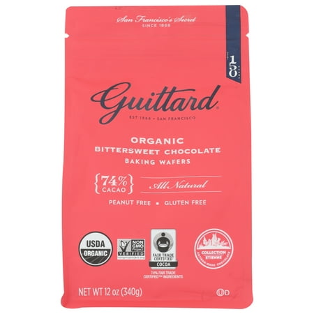 Guittard Organic Bittersweet Chocolate Baking Wafers, 74% Cacao, 12 Oz. Bag