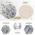 thumbnail image 2 of 6 Pcs Drink Coasters with Holder 3.94in Woven Coasters for Drinks White Floral Pattern Coaster Set for Protection Table, 2 of 7