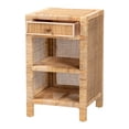 thumbnail image 3 of bali & pari Bella Rattan and Mahogany wood BOHO Nightstand, 1-Drawer, Natural Brown, 3 of 11