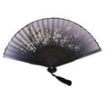 thumbnail image 1 of DFC Handheld Paper Fans Set Folding Fan For Room Living Room Dancing Decoration Polyester Fabric Wooden Craft, 1 of 4