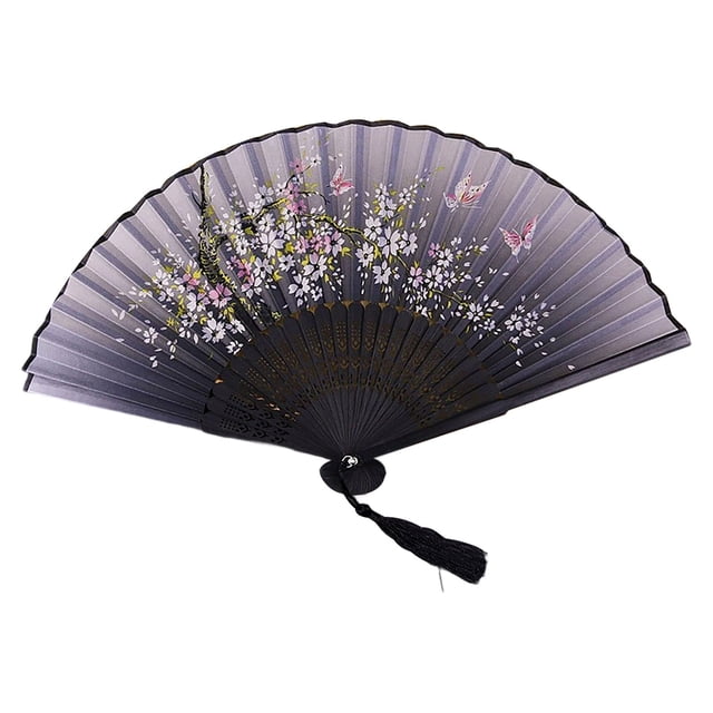 DFC Handheld Paper Fans Set Folding Fan For Room Living Room Dancing Decoration Polyester Fabric Wooden Craft
