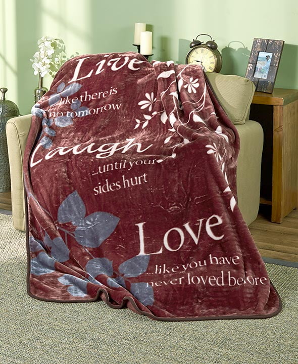 Hi Pile Luxury Oversized Throw, Live Laugh Love