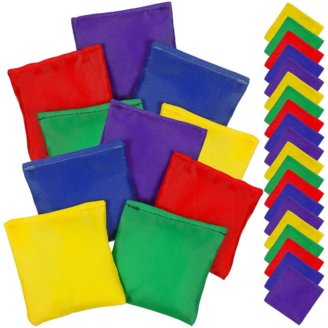 IFANLANDOR 30Pcs Beanbag for Tossing Game in Purple Green Red for Outdoor Activities