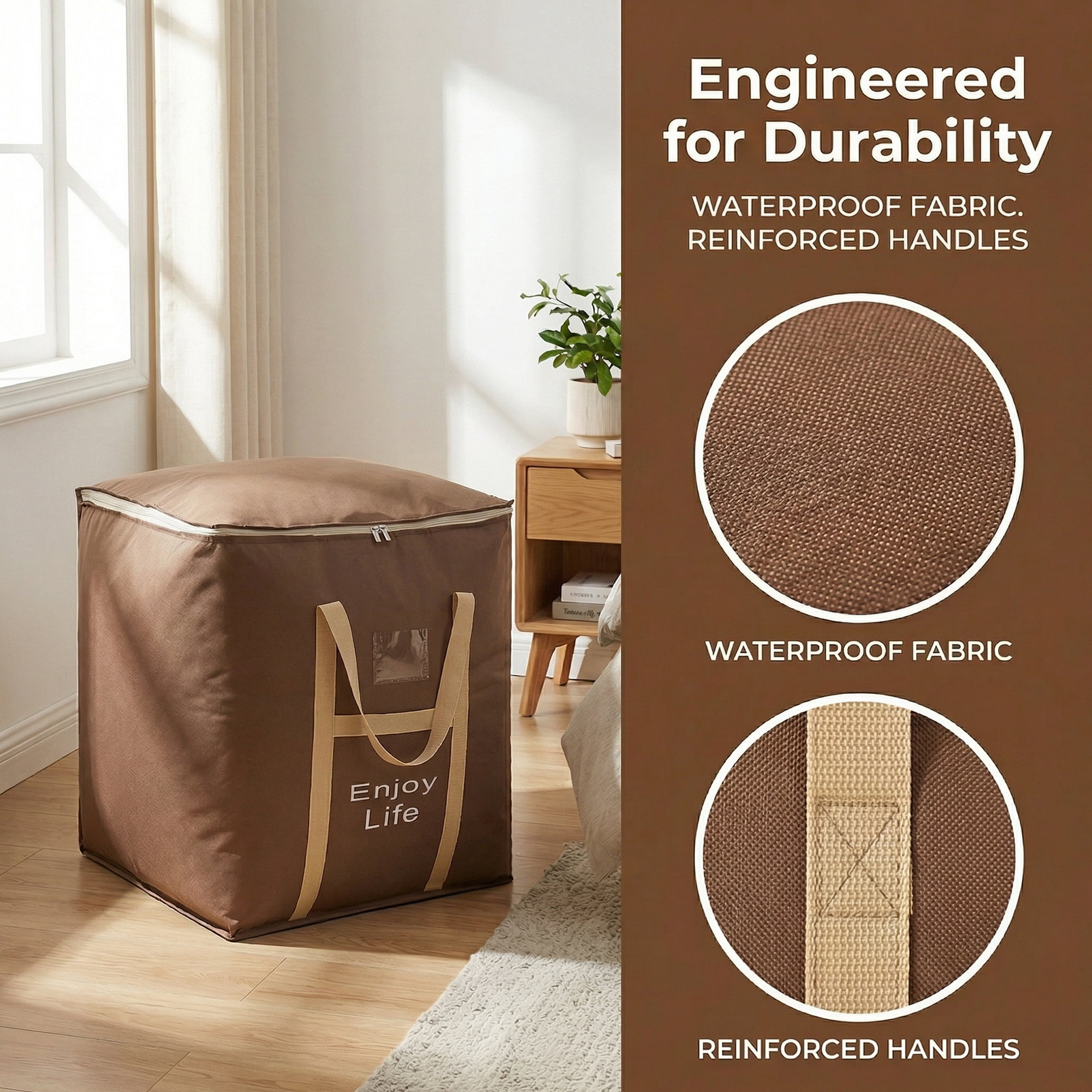 Unique Bargains Foldable Storage Bags for Storing Clothing Brown 19.7"x19.7"x23.6"