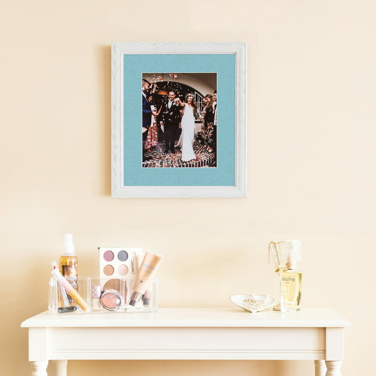 ArtToFrames 16x20 Matted Picture Frame with 12x16 Single Mat Photo Opening  Framed in 1.25 Off White Wash on Ash and 2 French Blue Mat (FWM-4098-16x20)  