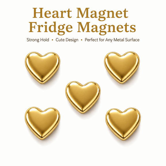 Love Heart Fridge Magnets Decorative, Refrigerator Magnets for Whiteboard Cabinet Locker, Strong Holding Power 5pcs (0.7inch)