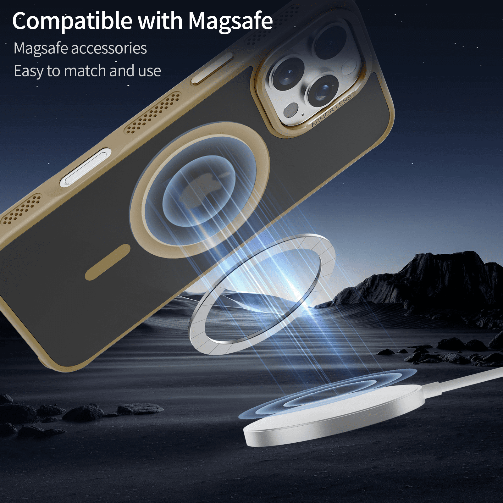 SZPSGC for iPhone 16 Pro Case, Compatible with MagSafe, Anti-fingerprint & Anti-scratch, Slim Translucent Matte Shockproof Military-Grade Protective Case for iPhone 16 Pro, Gold