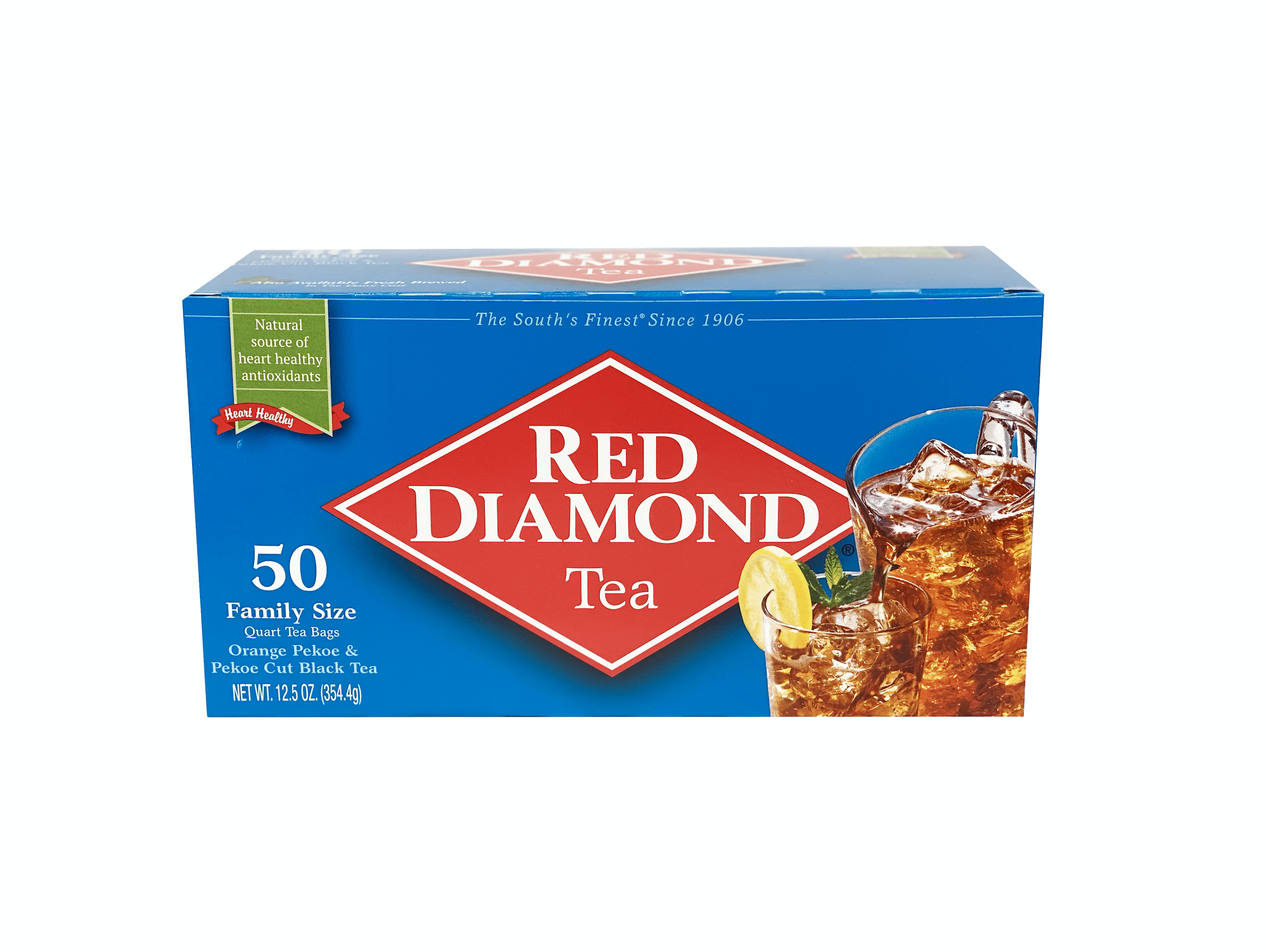 Red Diamond Pekoe and Orange Pekoe Tea Bags, Iced Tea Bags, Family Size, 50 ct