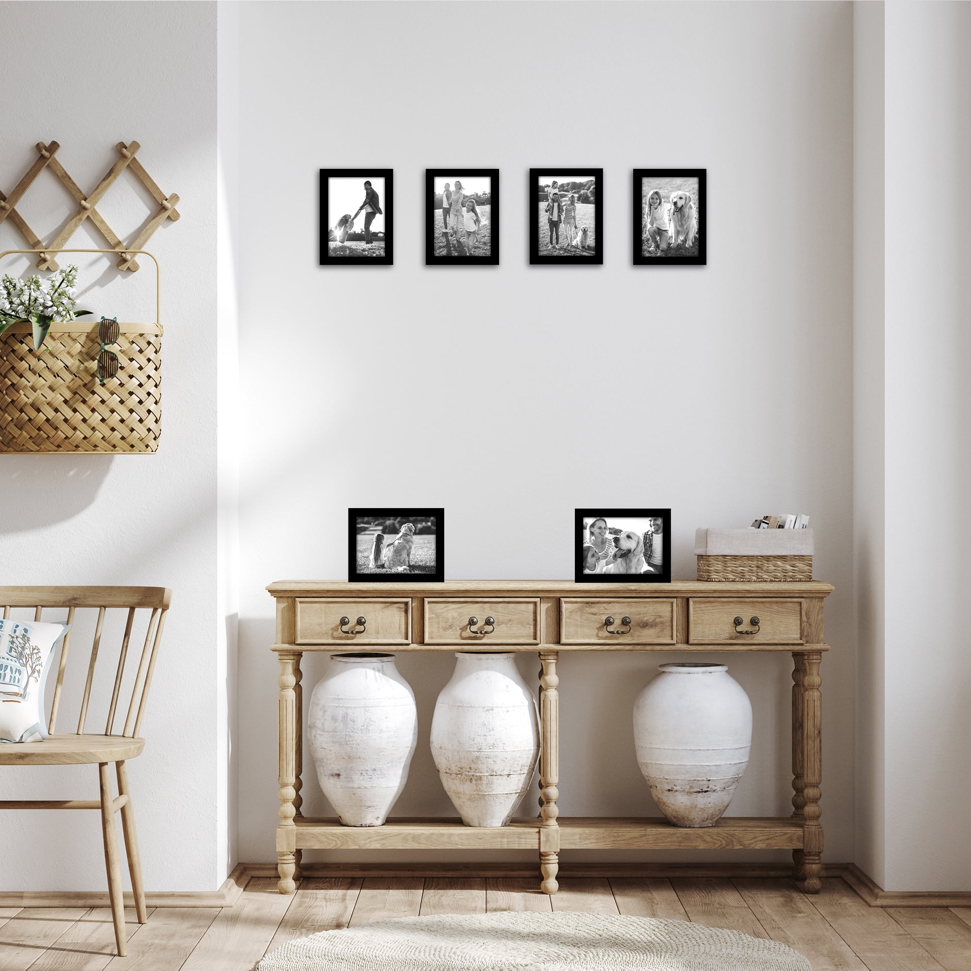 Americanflat 5x7 Picture Frame with Polished Plexiglass 6 Pack Signature Collection Frames Photo Wall - Black
