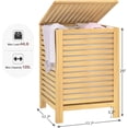 thumbnail image 6 of Bamboo Laundry Hamper with Lid, 120L Large Clothes Laundry Sorter with Removable 2-Section Liner Bag, Raised Laundry Basket Organizer for Clothing, Bathroom, Bedroom, Laundry Room, Natural, 6 of 7