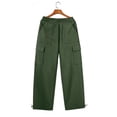 thumbnail image 6 of LVHAOGJOB Wide Leg Cargo Pants for Women Athletic Elastic Waist Pants Straight Leg with Pockets Outdoor Ladies Trousers, 6 of 6