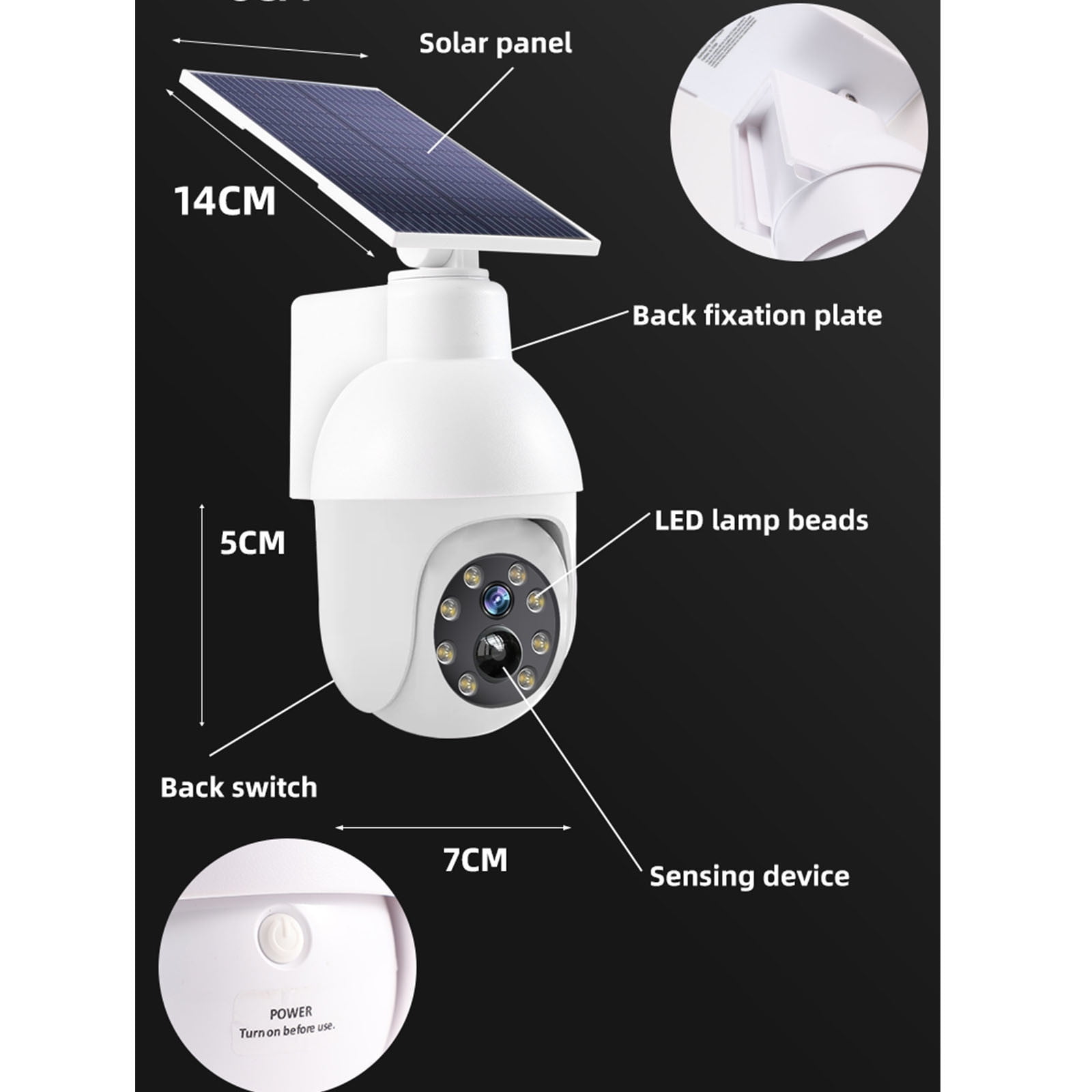 InsCrazy Cameras for Home Security, Solar Energy Outdoor Courtyard Light Intelligent Human Sensing Light Simulation Monitoring Camera Street Light