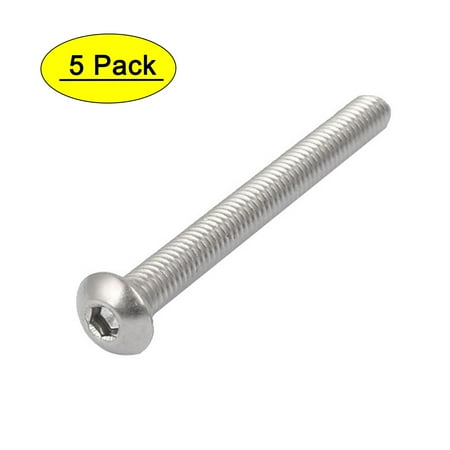 

M5x60mm Thread 316 Stainless Steel Button Head Hex Socket Cap Screw Bolt 5pcs