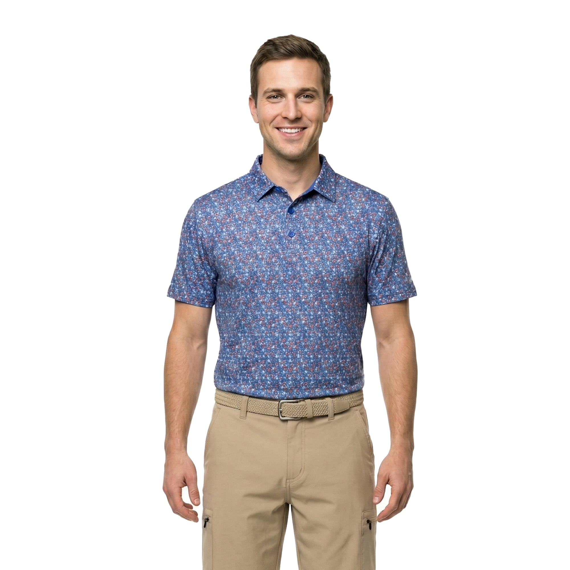 Birdie Bound Men's and Big & Tall Liberty America 250 Blossoms Print Polo Top, Sizes XS-4XLT