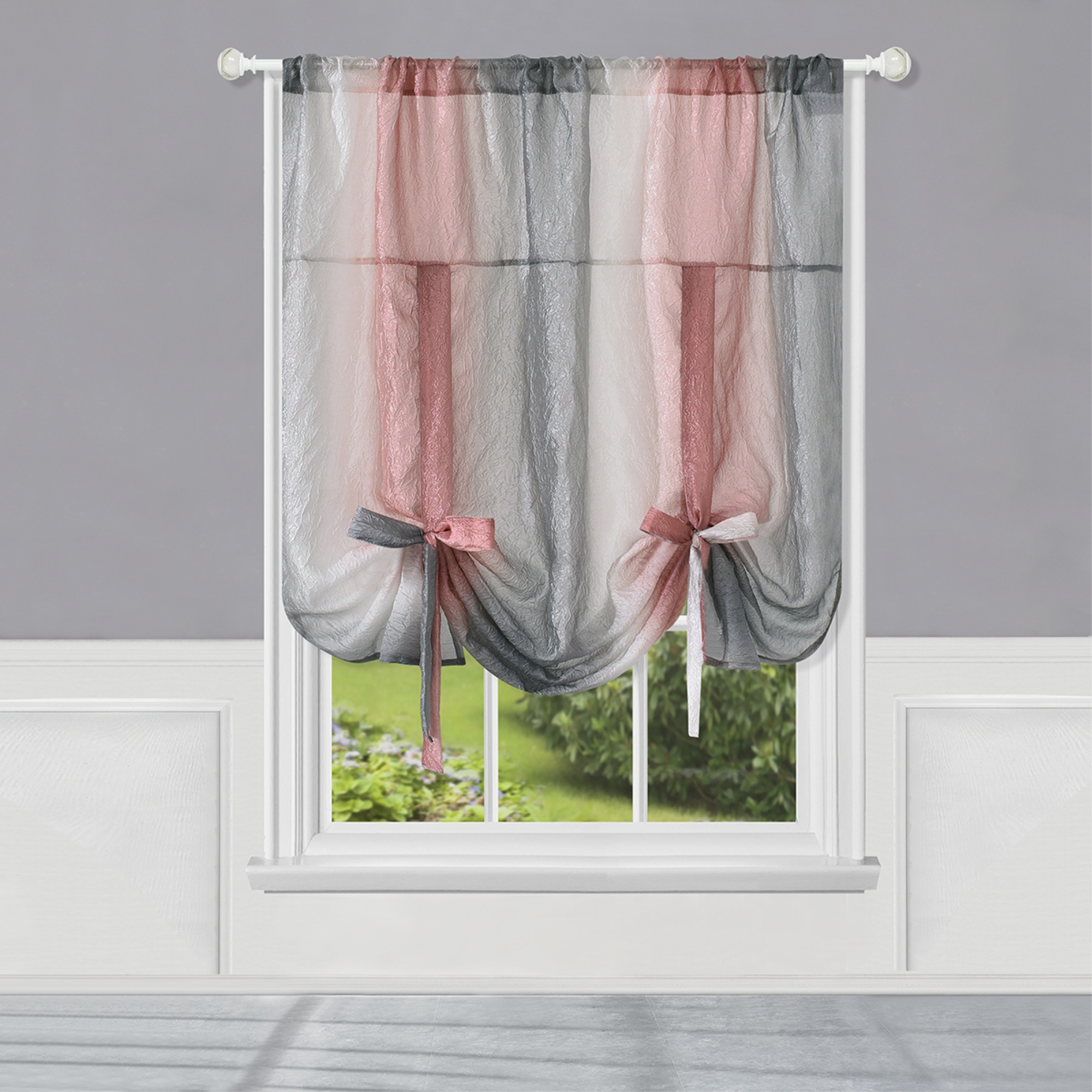 Achim Ombre Window Curtain Tie Up Shade 50x63 Blush
