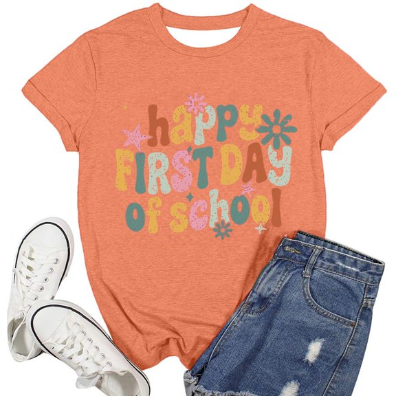 Seasonal Graphic Tee For Stylish Short Sleeve Crewneck Top Ideal Back To School For Her