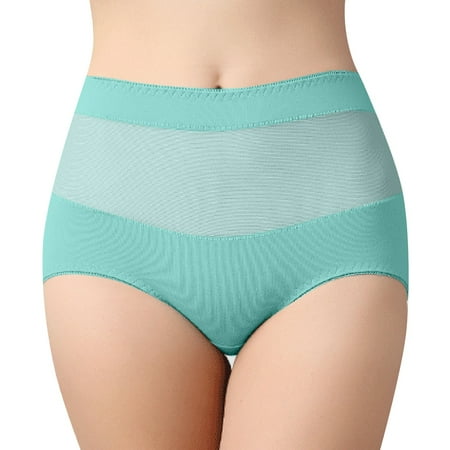 BYHONG Women s New Comfortable and Sexy Cotton Hollow High Waist Translucent Lace Large Underwear Panties for Women Green L