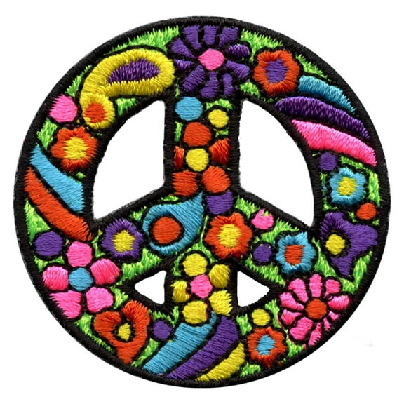Retro Psychedelic Peace Symbol Embroidered Iron On Patch