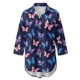 thumbnail image 4 of Xoenoiee Butterfly Star Print Women's Swimsuit Coverup Button Down Bathing Suit Cover Ups Loose Cover Up Button Cuffs Beach Dress Shirt for Swimwear, 2XL, 4 of 7