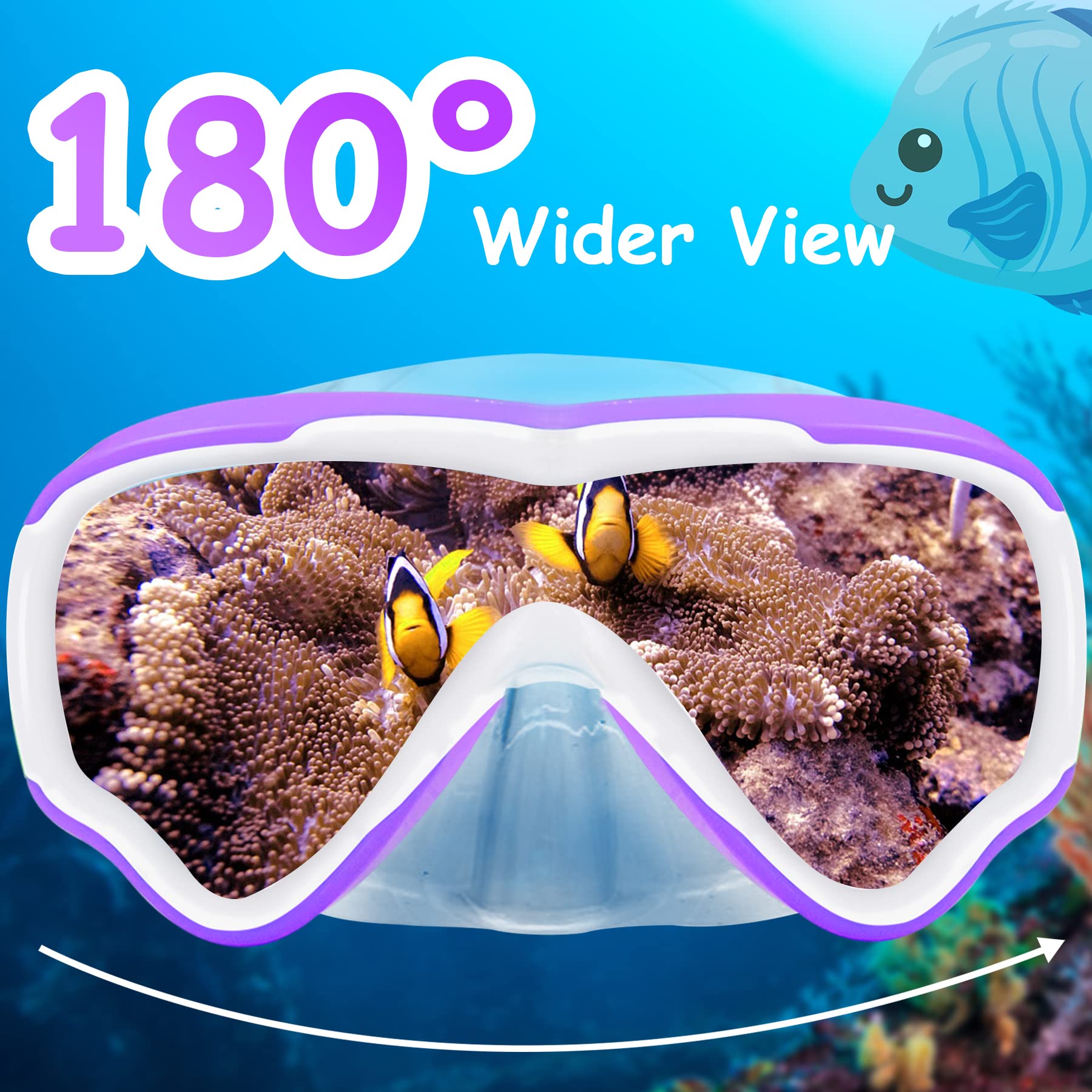 Vvinca Kids Swim Goggles with Nose Cover, Purple photo 6