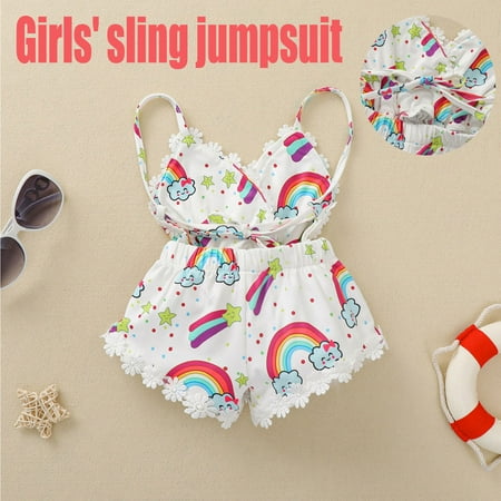 

Simplmasygenix Children s Day Baby Romper Clearance Toddler Baby Girls Ruffles Floral Printed Backless Suspender Romper Jumpsuit