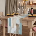 thumbnail image 2 of Blue Beige Table Runner, Modern Abstract Color Blocks Washable Cotton Linen Table Runners 60 Inches Long, Dresser Scarf Runner for Coffee/TV Stands/Kitchen/Cabinets 13''x60'', 2 of 9