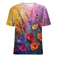 thumbnail image 5 of Vibe Blooming Tulips Women's Short Sleeve T-Shirt Crew Neck Casual Summer Trendy Loose Fit Tops, 5 of 6