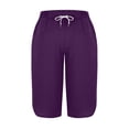 thumbnail image 4 of VV AVEORS Capri Pants For Women Split Side High Waist Casual Athletic Knee Length Summer Pants Casual Sweatpants With Pockets Purple S, 4 of 7