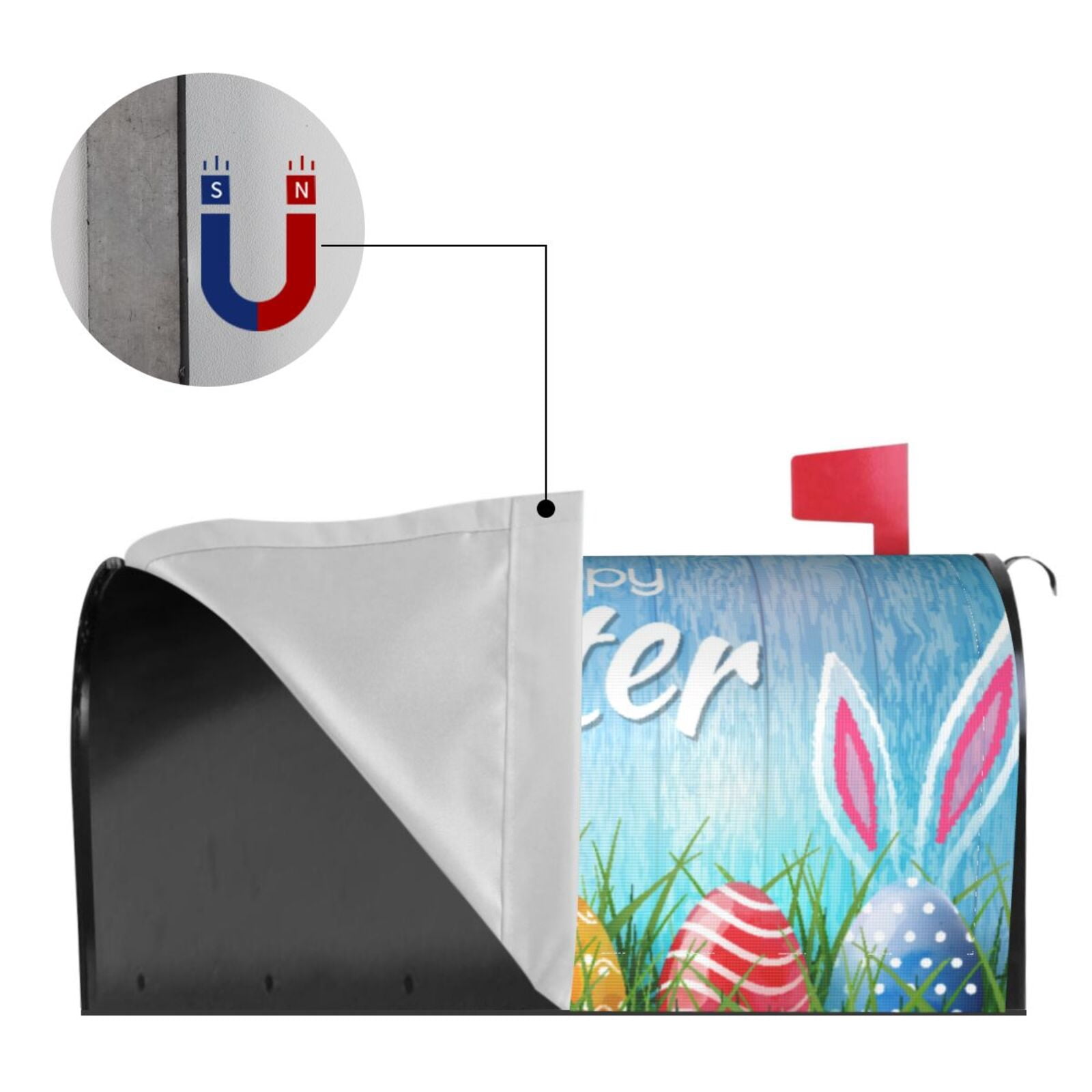 Xecao Happy Easter for Mailbox Cover with Magnetic Strips, Waterproof and Sunscreen, Adds a Decorative Touch to Your Garden Yard.